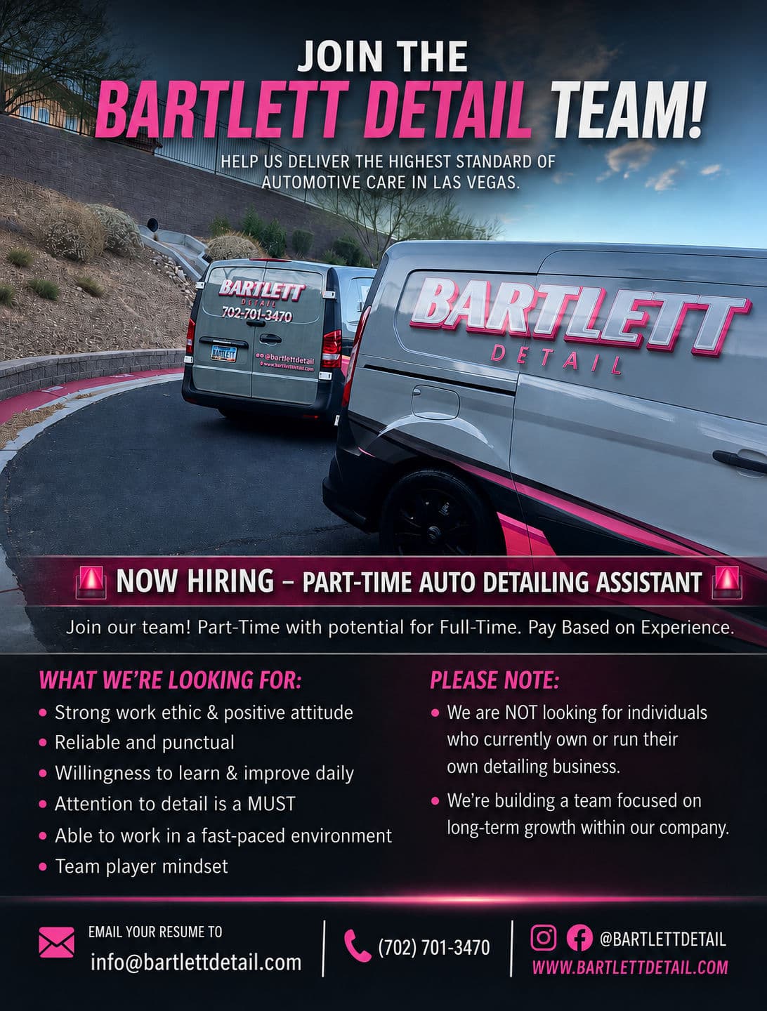 Project Bartlett Detail Is Hiring a Part-Time Auto Detailing Assistant in Las Vegas image