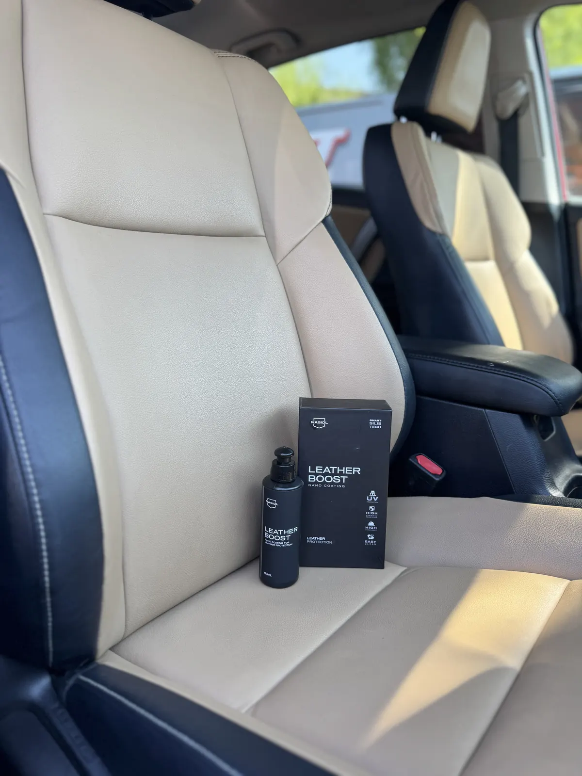 Clean leather car interior