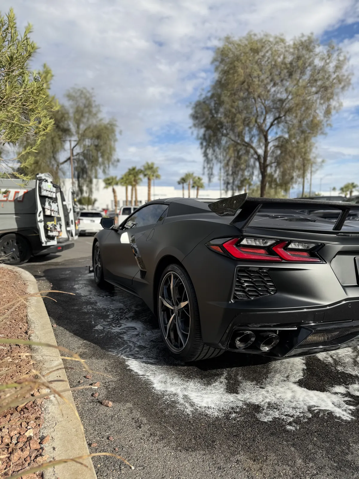 Sports car during an exterior wash