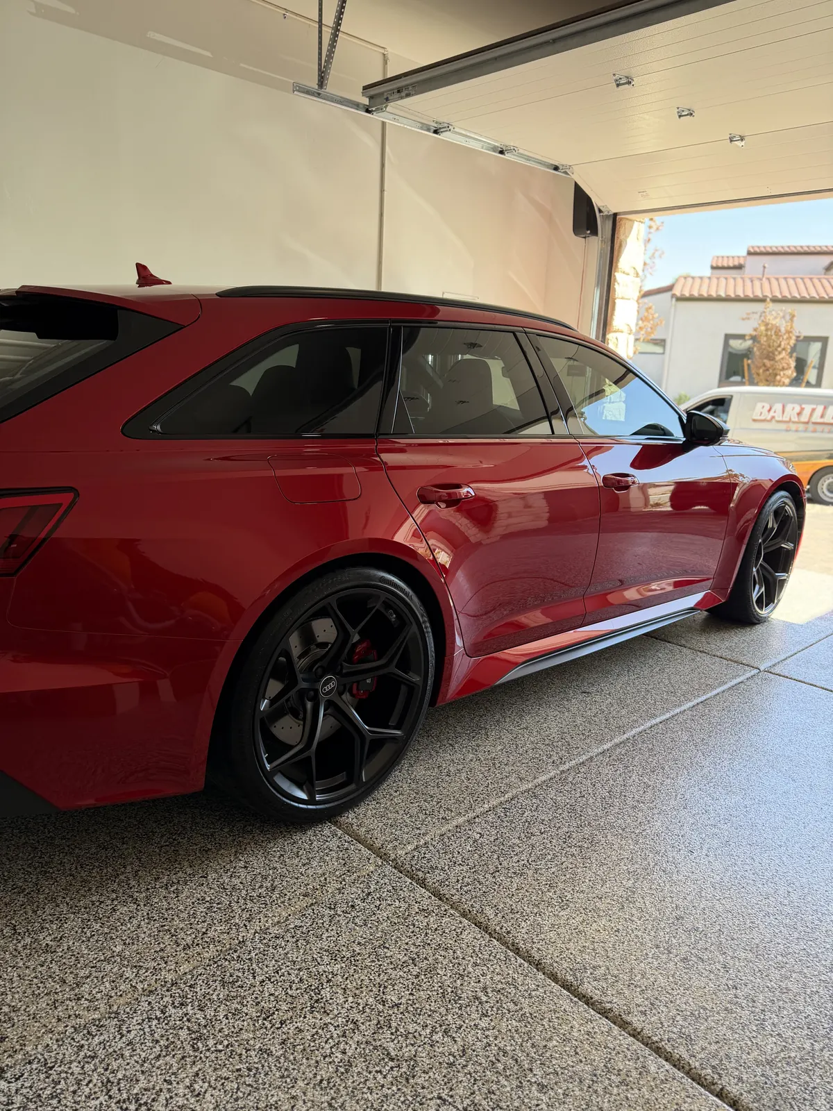 Red Audi RS6 with glossy protected paint