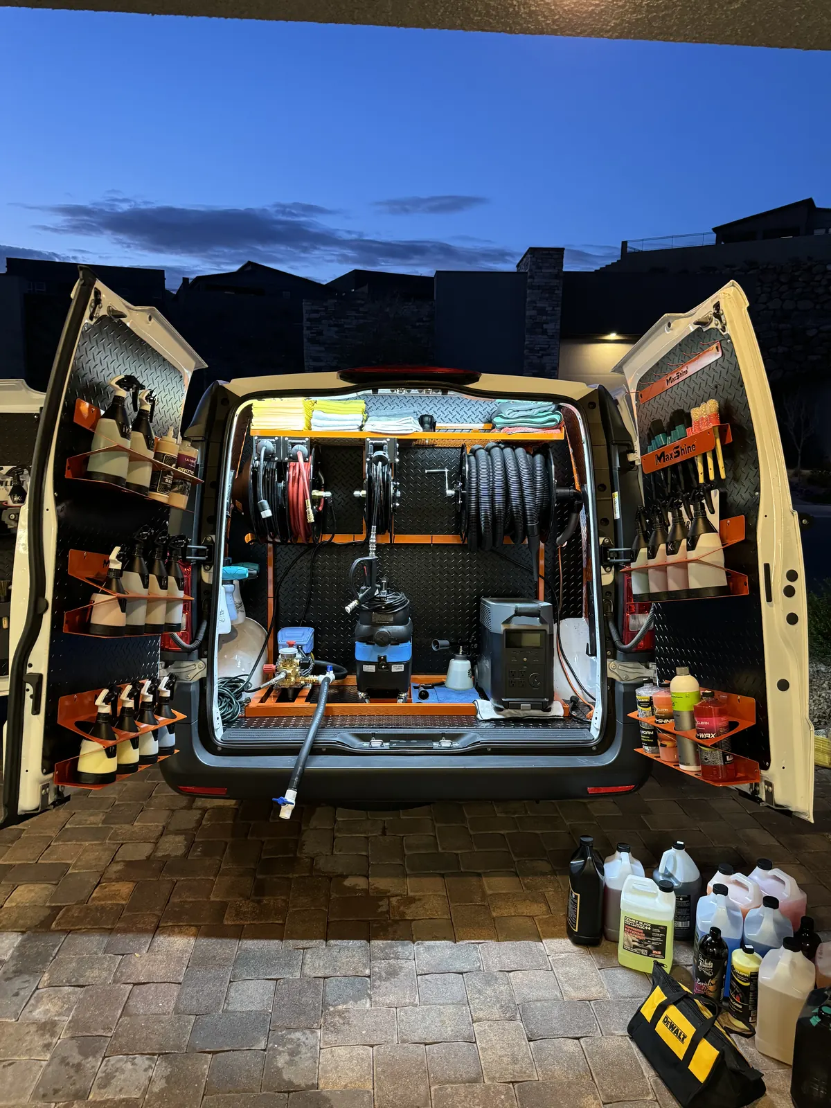 Bartlett van loaded with detailing equipment